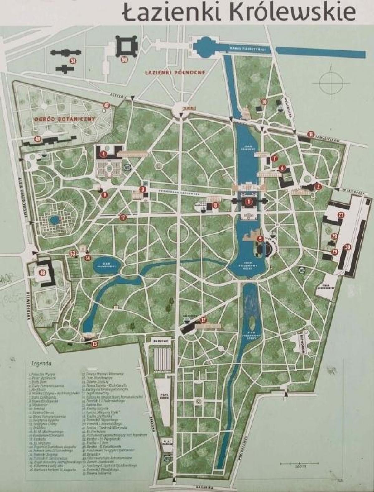 lazienki پارک ورشو نقشه
