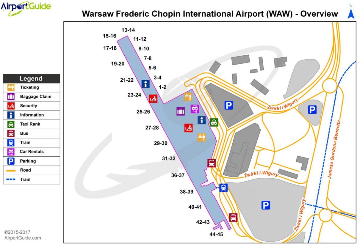 ورشو frederic chopin airport map