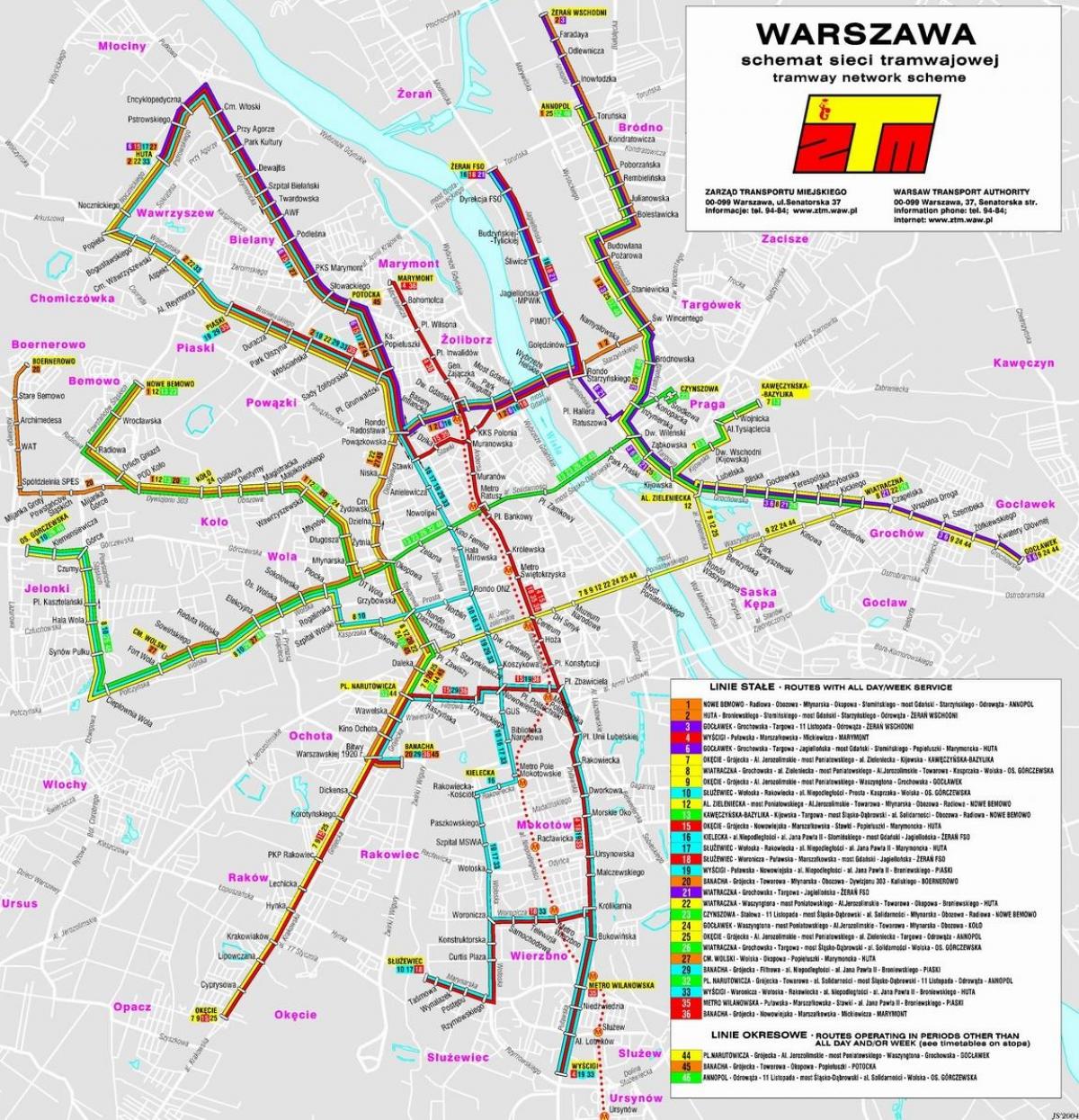نقشه از ورشو حمل و نقل 